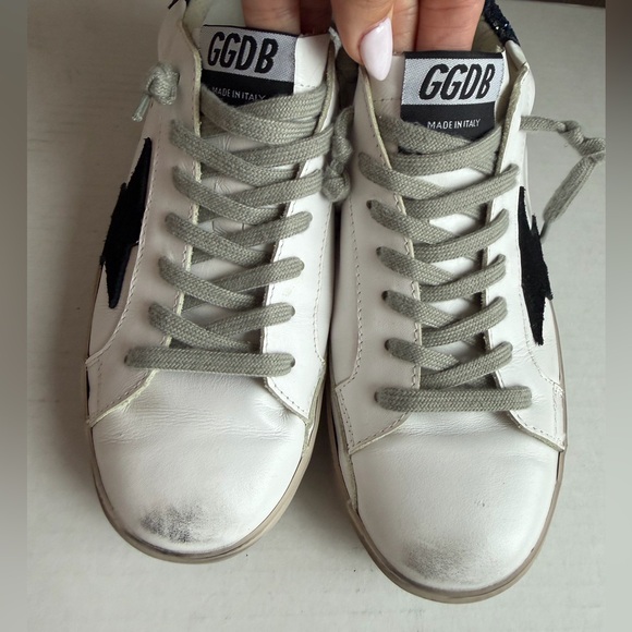 Golden Goose Hi Star Platform White & Navy Shoes - Picture 4 of 10
